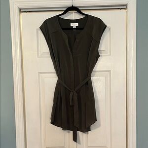 Motherhood Maternity Olive Green Sleeveless Maternity Blouse with Tie